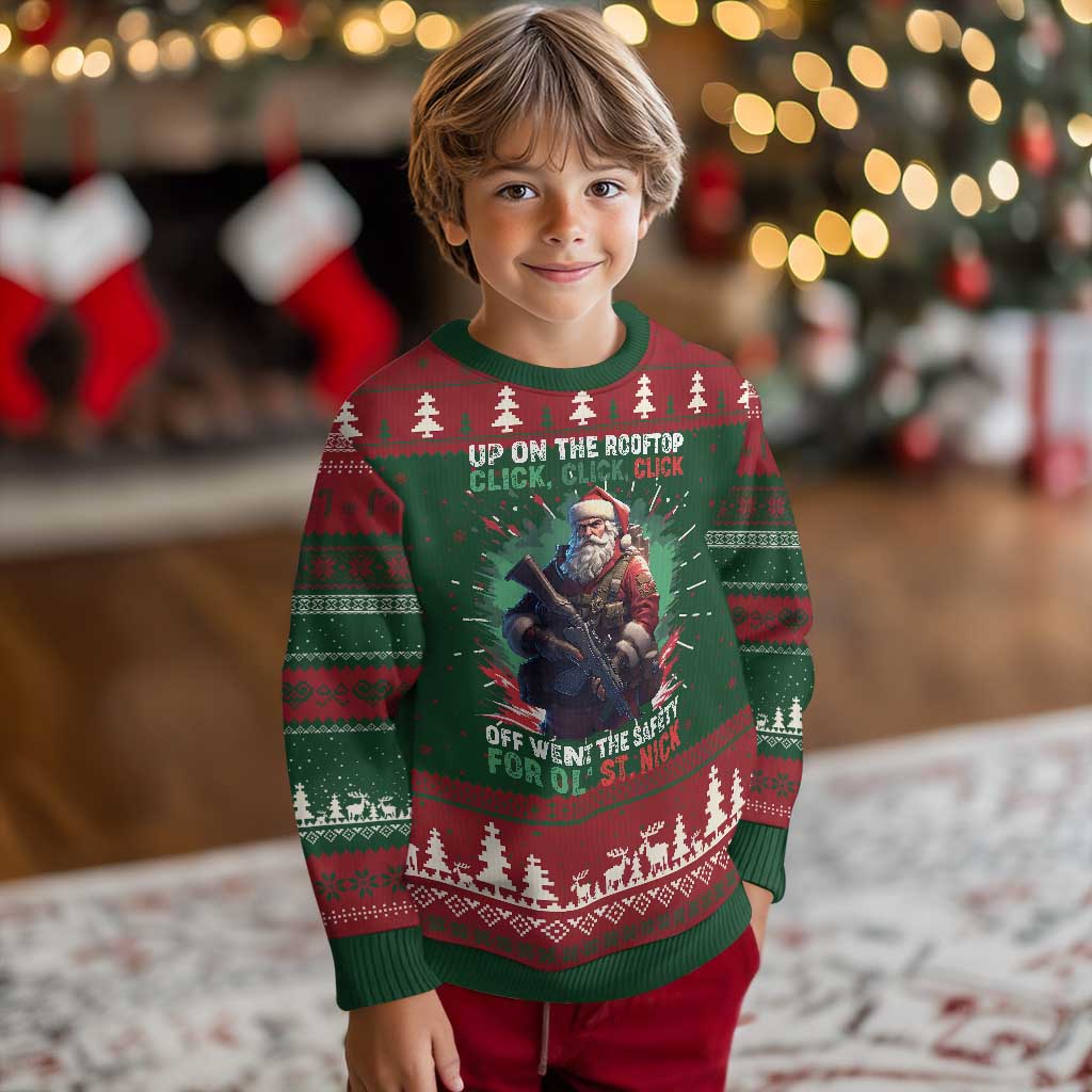 Xmas Veteran Ugly Christmas Sweater Up On The Rooftop Click Click Click Santa Patriotic TS09 Christmas Print Your Wear