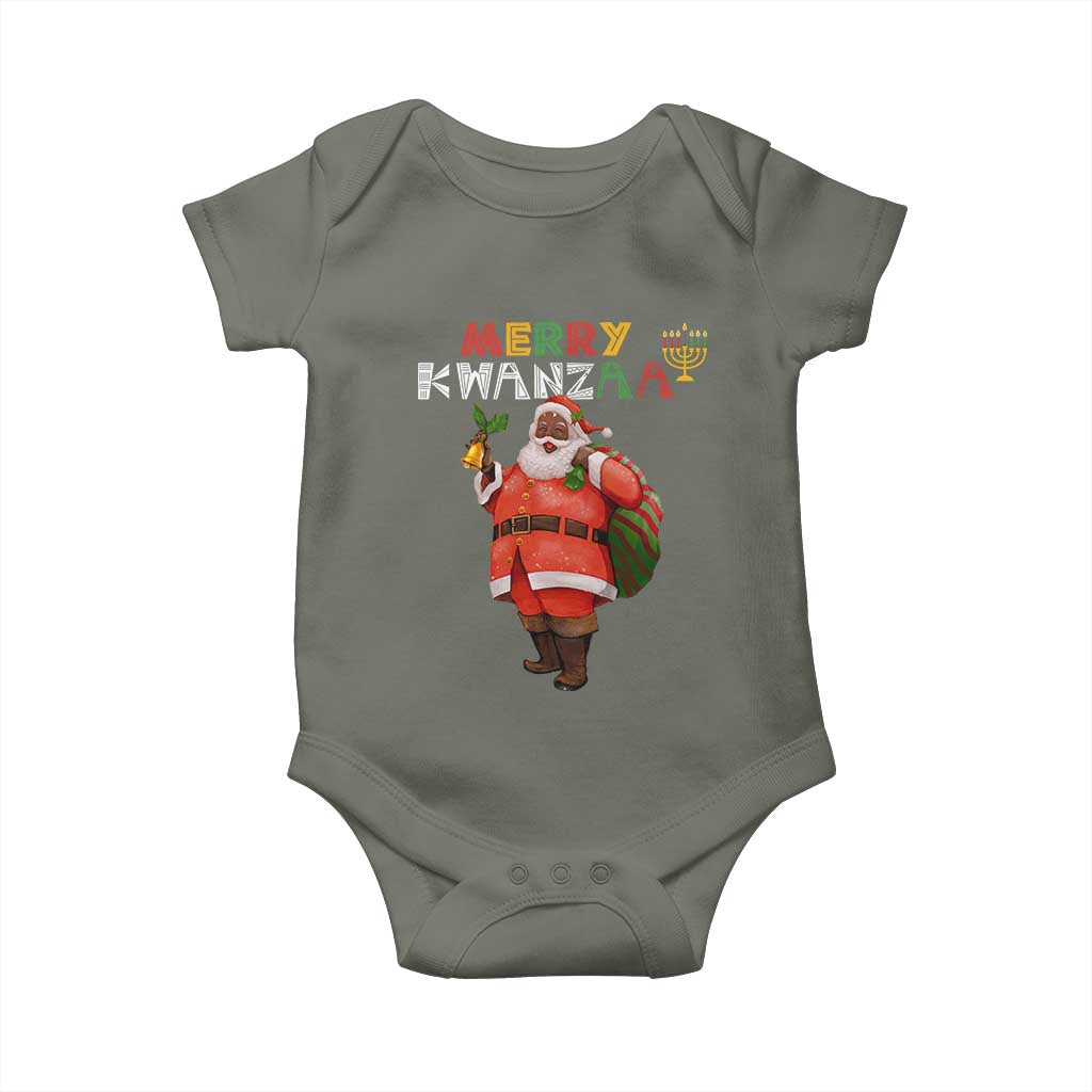 African American Xmas Merry Kwanzaa Santa Baby Onesie TS09 Military Green Print Your Wear
