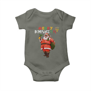 African American Xmas Merry Kwanzaa Santa Baby Onesie TS09 Military Green Print Your Wear