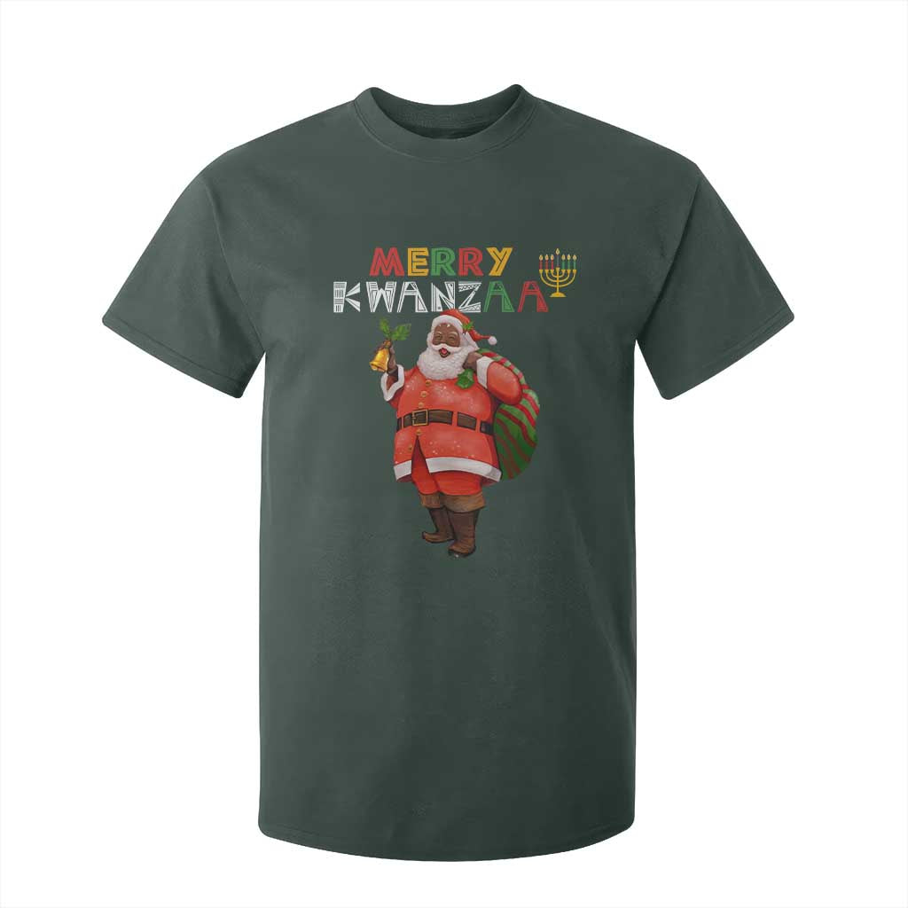 Christmas T Shirt For Kid Merry Kwanzaa African American Santa TS09 Dark Forest Green Printyourwear