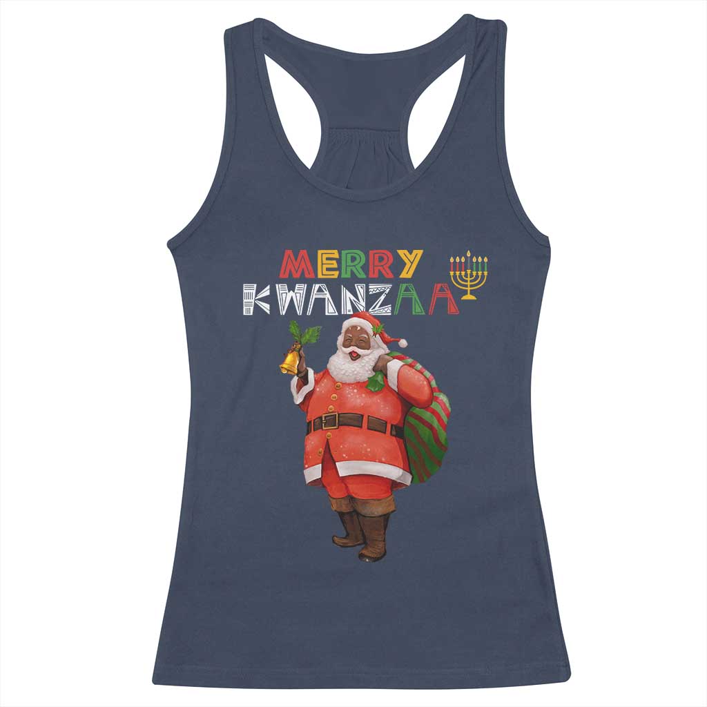 African American Xmas Merry Kwanzaa Santa Racerback Tank Top TS09 Navy Print Your Wear