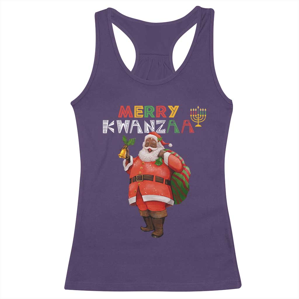 African American Xmas Merry Kwanzaa Santa Racerback Tank Top TS09 Purple Print Your Wear