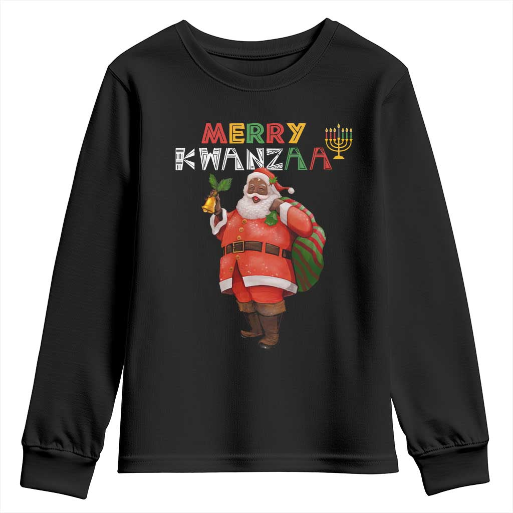 African American Xmas Merry Kwanzaa Santa Youth Sweatshirt TS09 Black Print Your Wear