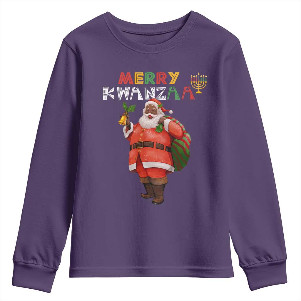African American Xmas Merry Kwanzaa Santa Youth Sweatshirt TS09 Purple Print Your Wear