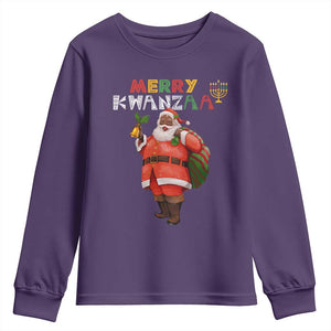 African American Xmas Merry Kwanzaa Santa Youth Sweatshirt TS09 Purple Print Your Wear