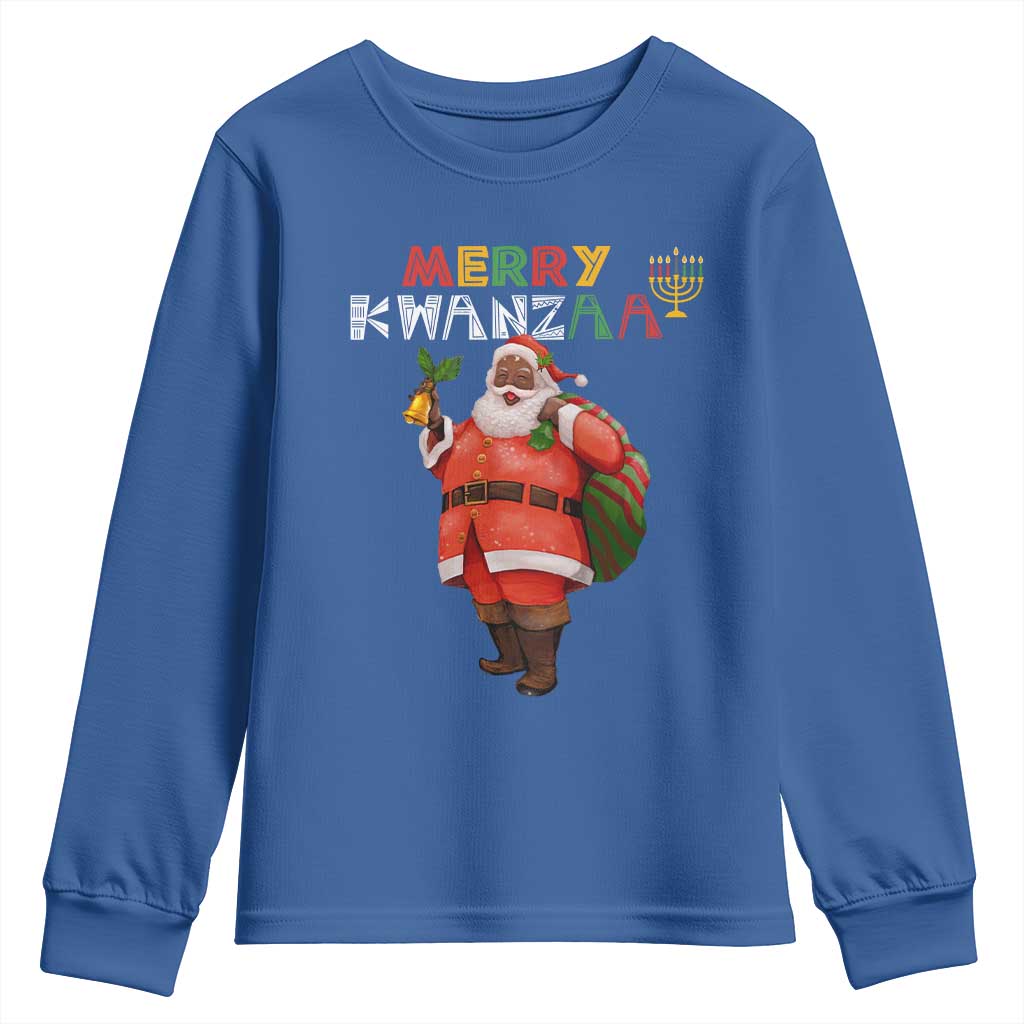 African American Xmas Merry Kwanzaa Santa Youth Sweatshirt TS09 Royal Blue Print Your Wear