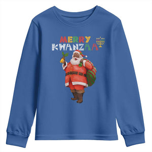 African American Xmas Merry Kwanzaa Santa Youth Sweatshirt TS09 Royal Blue Print Your Wear