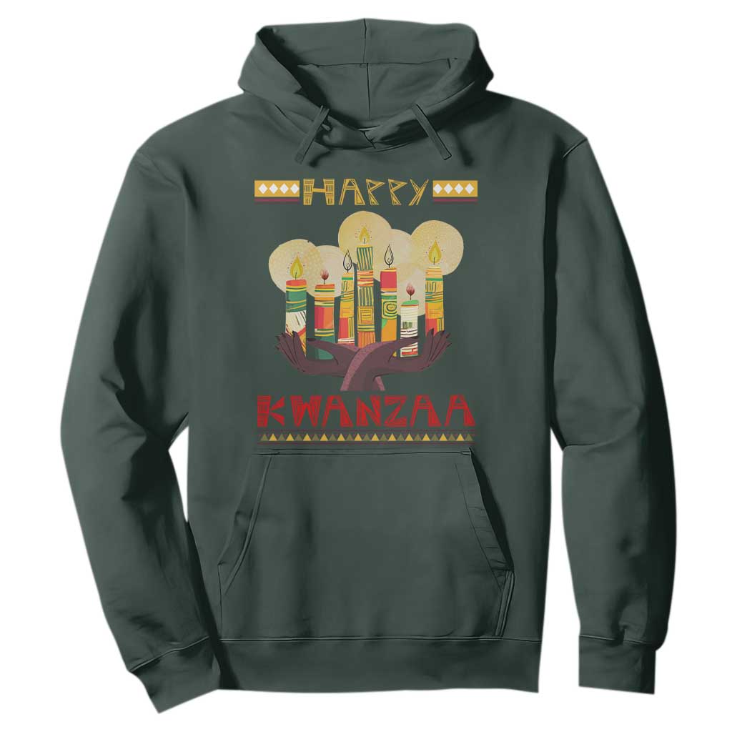 Christmas Hoodie Happy Kwanzaa African American Candles TS09 Dark Forest Green Printyourwear