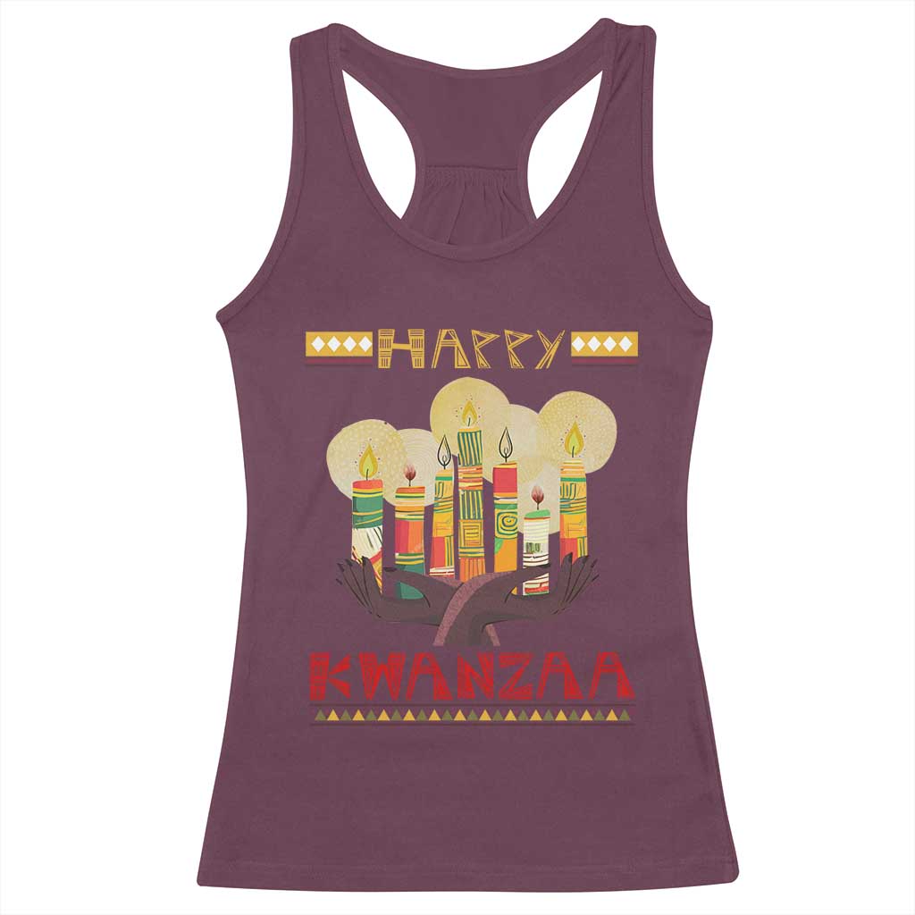 African American Xmas Happy Kwanzaa Racerback Tank Top TS09 Maroon Print Your Wear