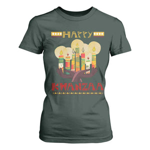 African American Xmas Happy Kwanzaa T Shirt For Women TS09 Dark Forest Green Print Your Wear