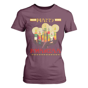 African American Xmas Happy Kwanzaa T Shirt For Women TS09 Maroon Print Your Wear