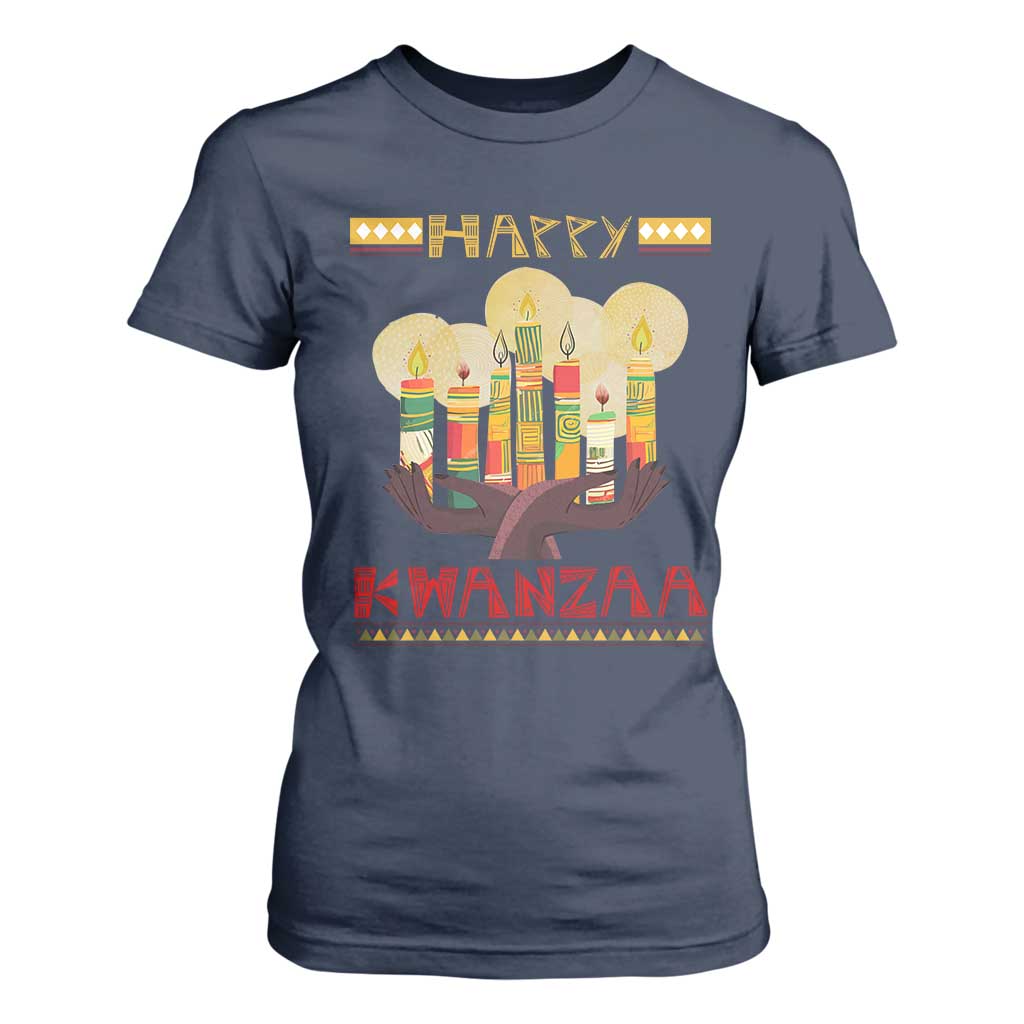 African American Xmas Happy Kwanzaa T Shirt For Women TS09 Navy Print Your Wear