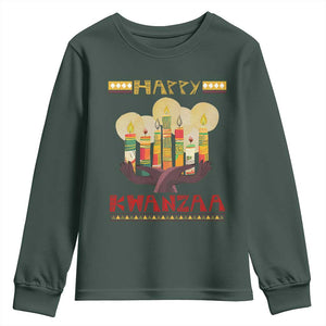 African American Xmas Happy Kwanzaa Youth Sweatshirt TS09 Dark Forest Green Print Your Wear