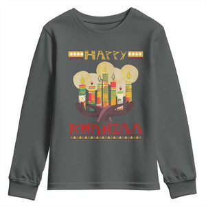 African American Xmas Happy Kwanzaa Youth Sweatshirt TS09 Dark Heather Print Your Wear