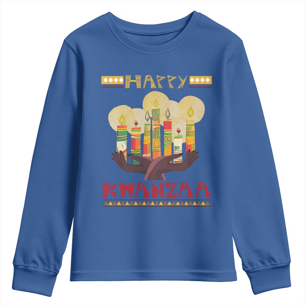 African American Xmas Happy Kwanzaa Youth Sweatshirt TS09 Royal Blue Print Your Wear