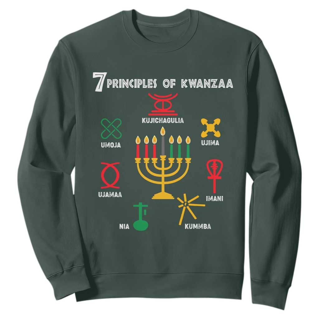 Christmas Sweatshirt 7 Principles Of Kwanzaa African American Festival TS09 Dark Forest Green Printyourwear