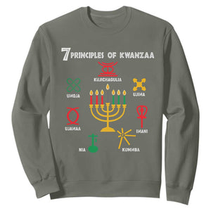 Christmas Sweatshirt 7 Principles Of Kwanzaa African American Festival TS09 Military Green Printyourwear