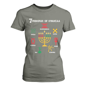 African American Xmas 7 Principles Of Kwanzaa T Shirt For Women TS09 Military Green Print Your Wear