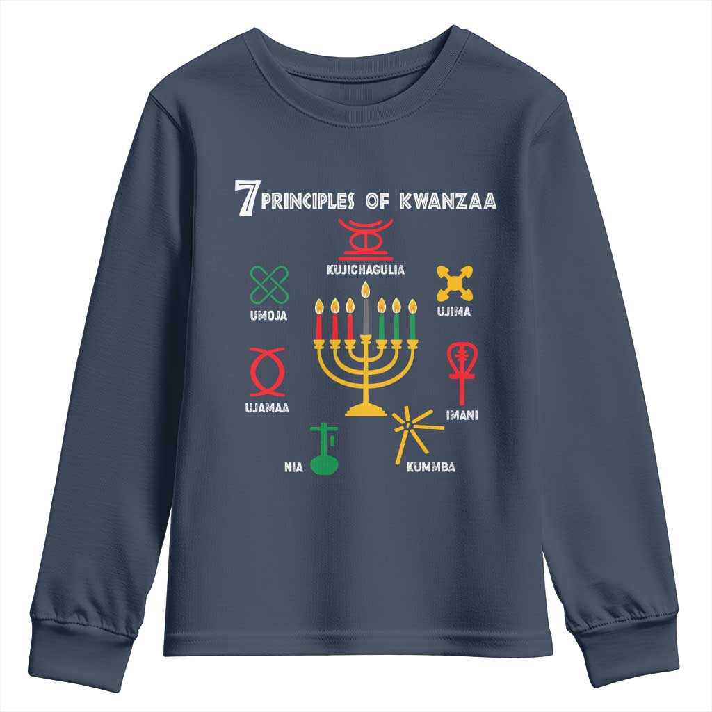 African American Xmas 7 Principles Of Kwanzaa Youth Sweatshirt TS09 Navy Print Your Wear