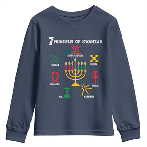 African American Xmas 7 Principles Of Kwanzaa Youth Sweatshirt TS09 Navy Print Your Wear