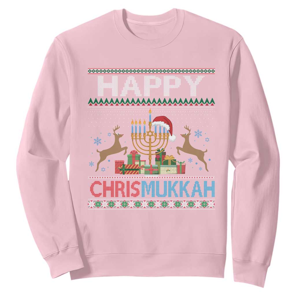 Happy Chrismukkah Funny Jewish Christmas Hanukkah Chanukah Sweatshirt TS09 Light Pink Print Your Wear