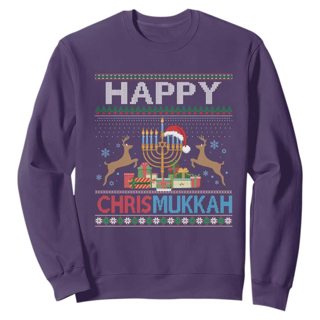 Happy Chrismukkah Funny Jewish Christmas Hanukkah Chanukah Sweatshirt TS09 Purple Print Your Wear