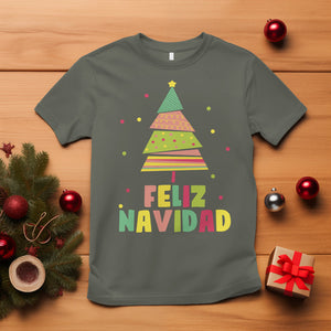 Feliz Navidad Colorful Xmas Tree Spanish Christmas T Shirt TS09 Military Green Printyourwear