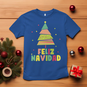 Feliz Navidad Colorful Xmas Tree Spanish Christmas T Shirt TS09 Royal Blue Printyourwear
