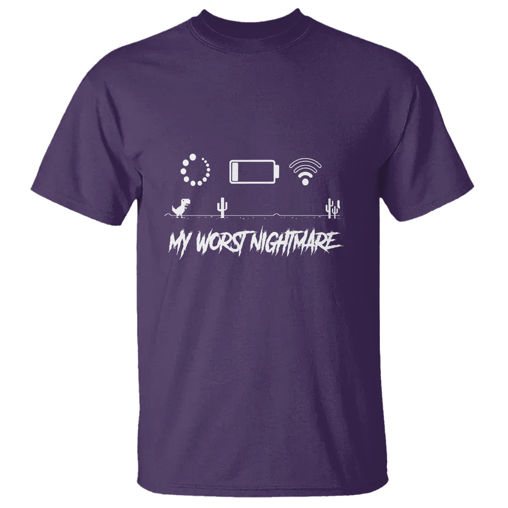 My Worst Nightmare Emty Battery Wifi Loading Gamer Power T Shirt TS09 Purple Printyourwear