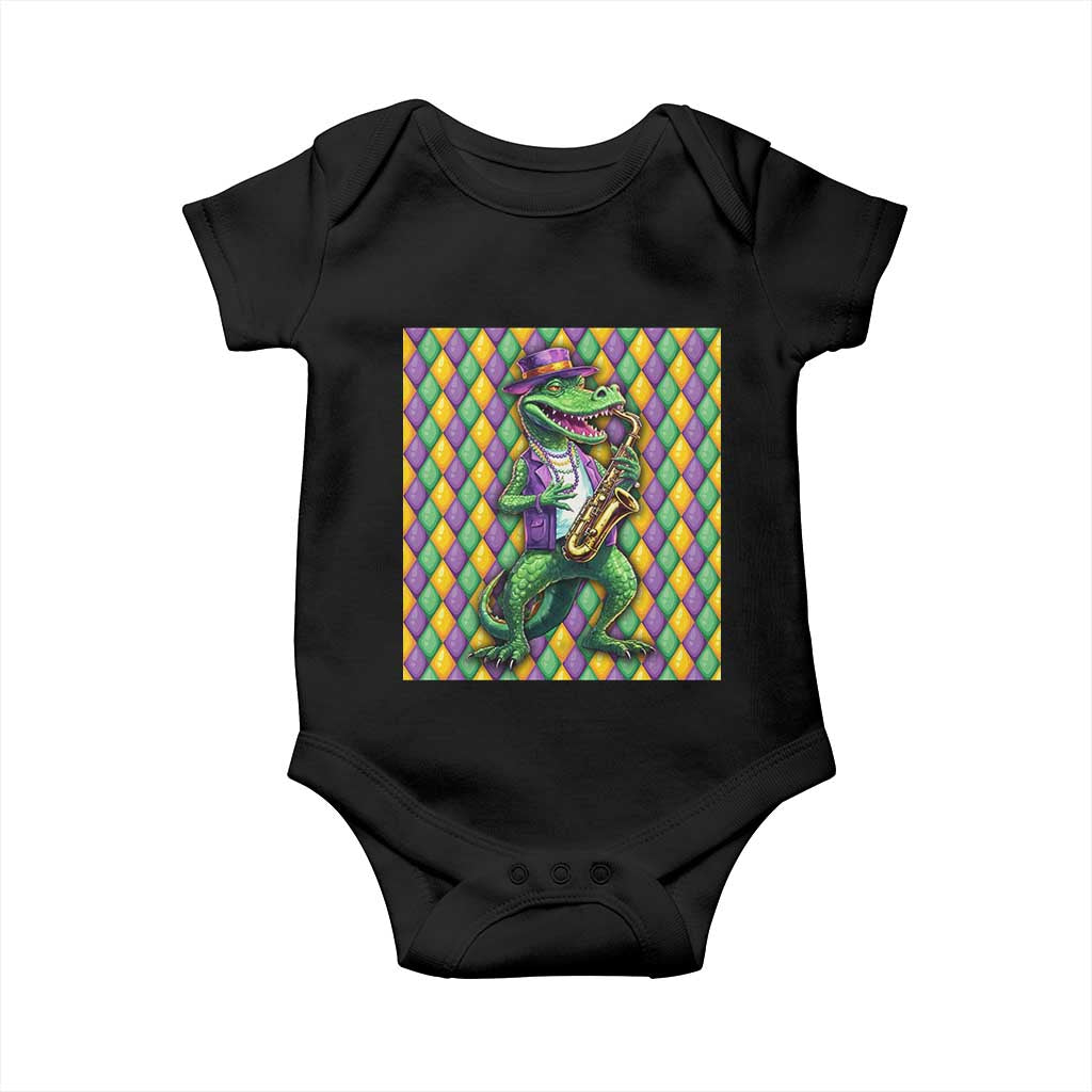 Mardi Gras Funny Alligator Crocodiles Jester Fat Tuesday New Orleans Baby Onesie TS09 Black Print Your Wear