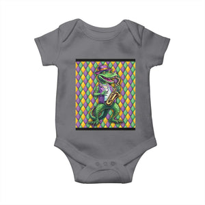Mardi Gras Funny Alligator Crocodiles Jester Fat Tuesday New Orleans Baby Onesie TS09 Charcoal Print Your Wear