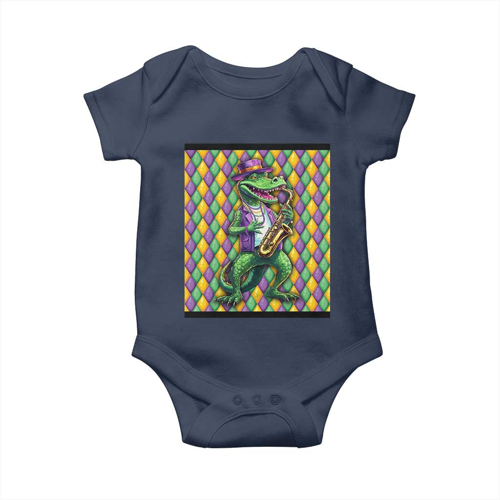 Mardi Gras Funny Alligator Crocodiles Jester Fat Tuesday New Orleans Baby Onesie TS09 Navy Print Your Wear