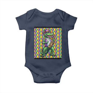 Mardi Gras Funny Alligator Crocodiles Jester Fat Tuesday New Orleans Baby Onesie TS09 Navy Print Your Wear