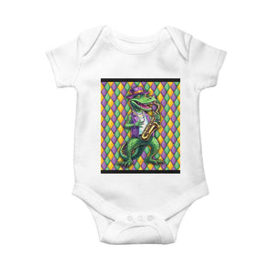 Mardi Gras Funny Alligator Crocodiles Jester Fat Tuesday New Orleans Baby Onesie TS09 White Print Your Wear