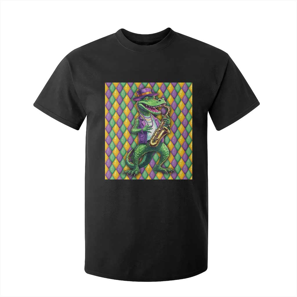 Mardi Gras Funny Alligator Crocodiles Jester Fat Tuesday New Orleans T Shirt For Kid TS09 Black Print Your Wear