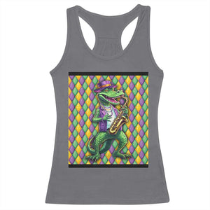 Mardi Gras Funny Alligator Crocodiles Jester Fat Tuesday New Orleans Racerback Tank Top TS09 Charcoal Print Your Wear
