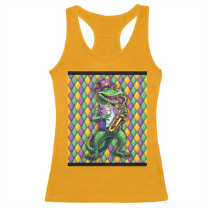 Mardi Gras Funny Alligator Crocodiles Jester Fat Tuesday New Orleans Racerback Tank Top TS09 Gold Print Your Wear