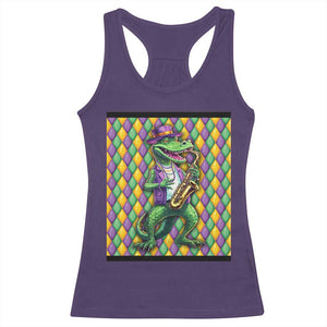 Mardi Gras Funny Alligator Crocodiles Jester Fat Tuesday New Orleans Racerback Tank Top TS09 Purple Print Your Wear