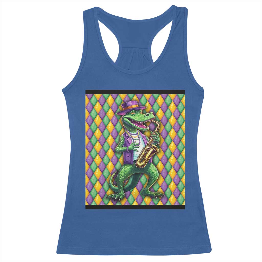 Mardi Gras Funny Alligator Crocodiles Jester Fat Tuesday New Orleans Racerback Tank Top TS09 Royal Blue Print Your Wear