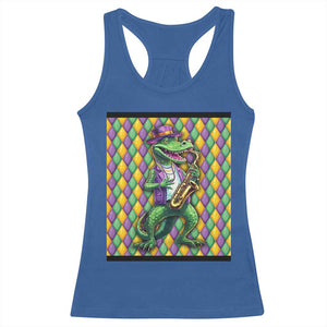 Mardi Gras Funny Alligator Crocodiles Jester Fat Tuesday New Orleans Racerback Tank Top TS09 Royal Blue Print Your Wear