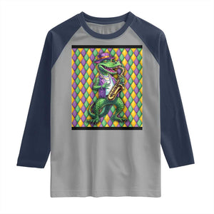 Mardi Gras Funny Alligator Crocodiles Jester Fat Tuesday New Orleans Raglan Shirt TS09 Sport Gray Navy Print Your Wear
