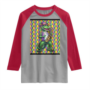 Mardi Gras Funny Alligator Crocodiles Jester Fat Tuesday New Orleans Raglan Shirt TS09 Sport Gray Red Print Your Wear