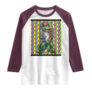 Mardi Gras Funny Alligator Crocodiles Jester Fat Tuesday New Orleans Raglan Shirt TS09 White Maroon Print Your Wear