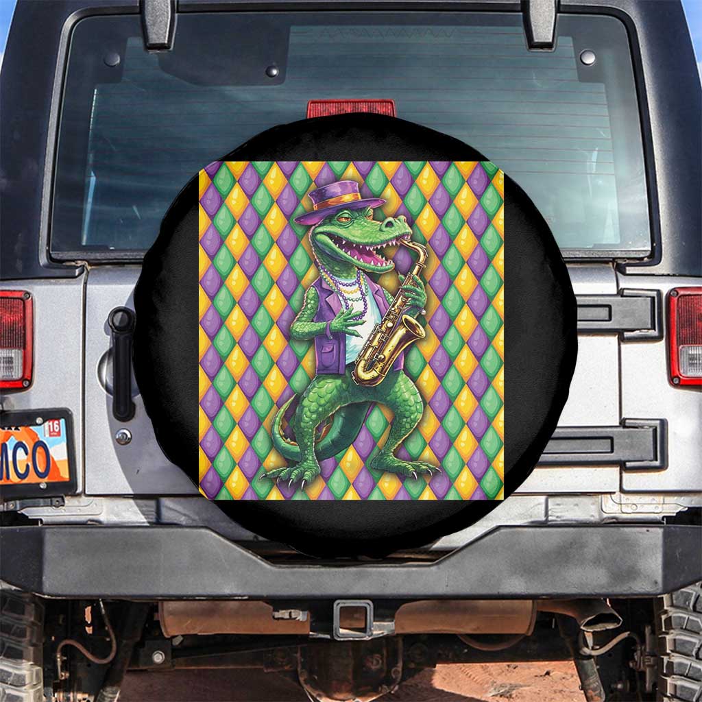 Mardi Gras Funny Alligator Crocodiles Jester Fat Tuesday New Orleans Spare Tire Cover TS09 No hole Black Print Your Wear