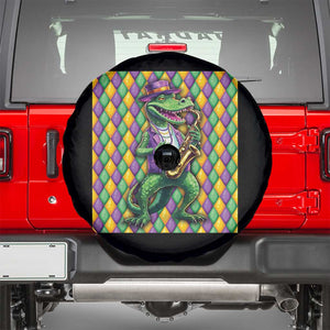 Mardi Gras Funny Alligator Crocodiles Jester Fat Tuesday New Orleans Spare Tire Cover TS09 Black Print Your Wear