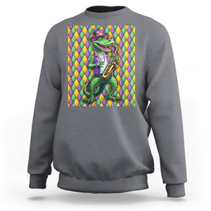 Mardi Gras Funny Alligator Crocodiles Jester Fat Tuesday New Orleans Sweatshirt TS09 Charcoal Printyourwear