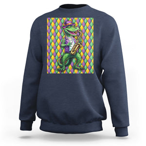 Mardi Gras Funny Alligator Crocodiles Jester Fat Tuesday New Orleans Sweatshirt TS09 Navy Printyourwear