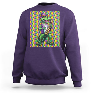 Mardi Gras Funny Alligator Crocodiles Jester Fat Tuesday New Orleans Sweatshirt TS09 Purple Printyourwear