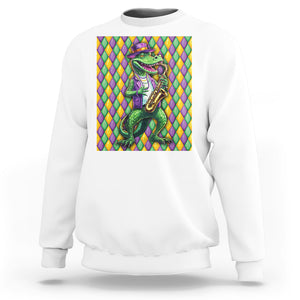 Mardi Gras Funny Alligator Crocodiles Jester Fat Tuesday New Orleans Sweatshirt TS09 White Printyourwear