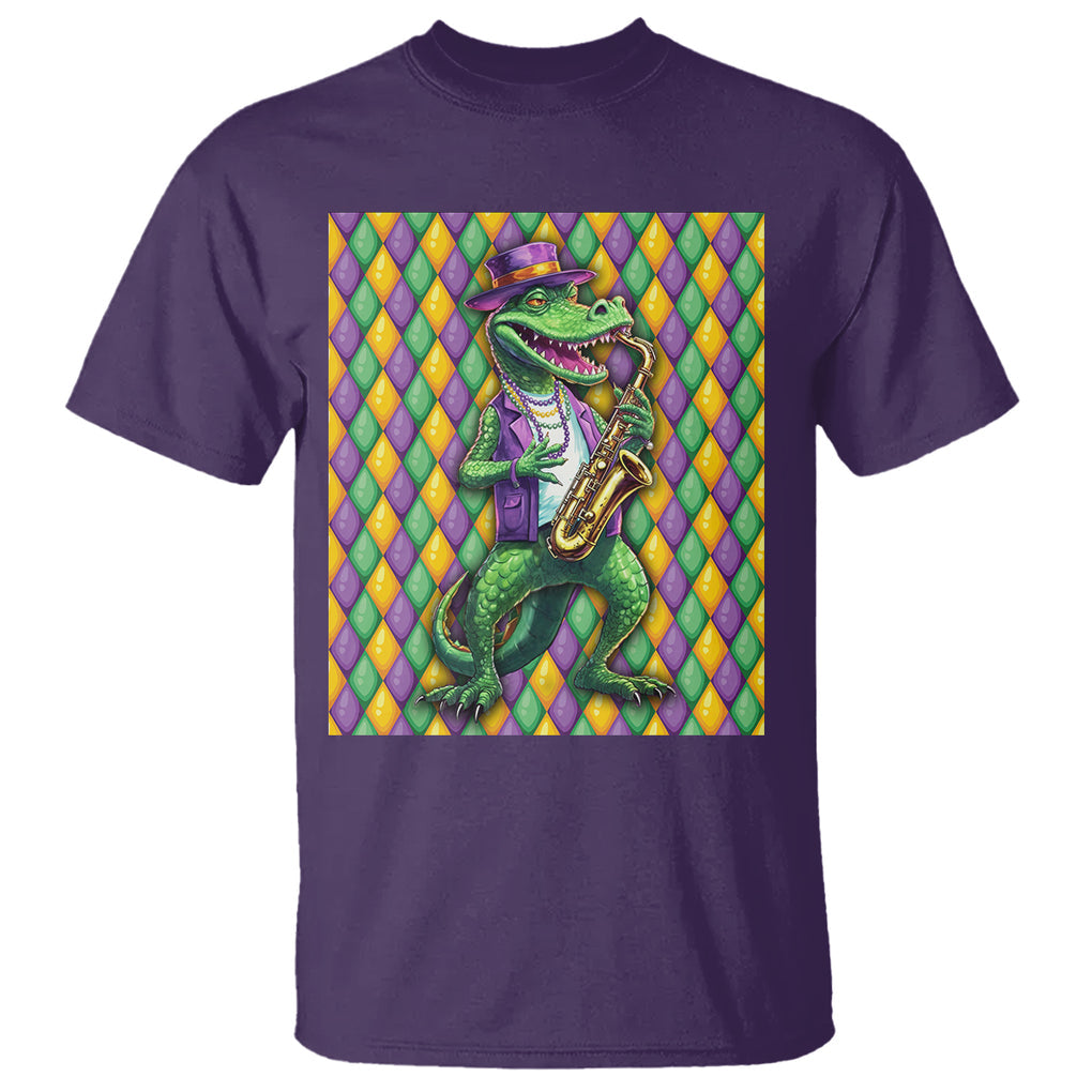 Mardi Gras Funny Alligator Crocodiles Jester Fat Tuesday New Orleans T Shirt TS09 Purple Printyourwear